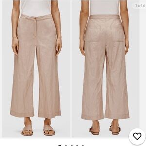 Eileen Fisher Tan Wide-leg Trouser pants organic Cotton